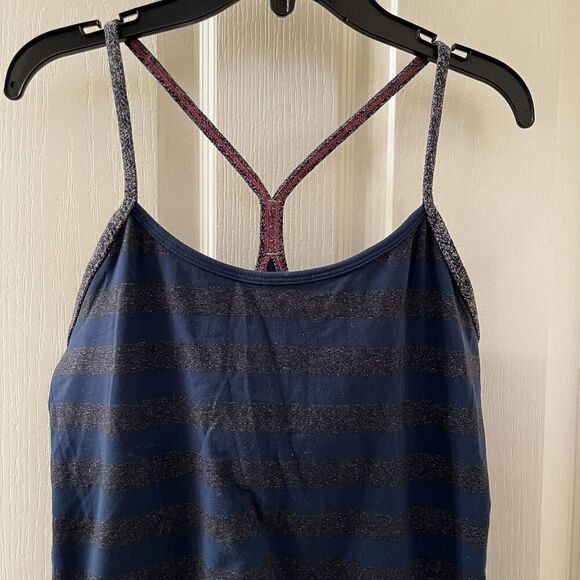 Lululemon Power Y Tank Top Gray and Teal Striped Women's Size 10 - Picture 2 of 13